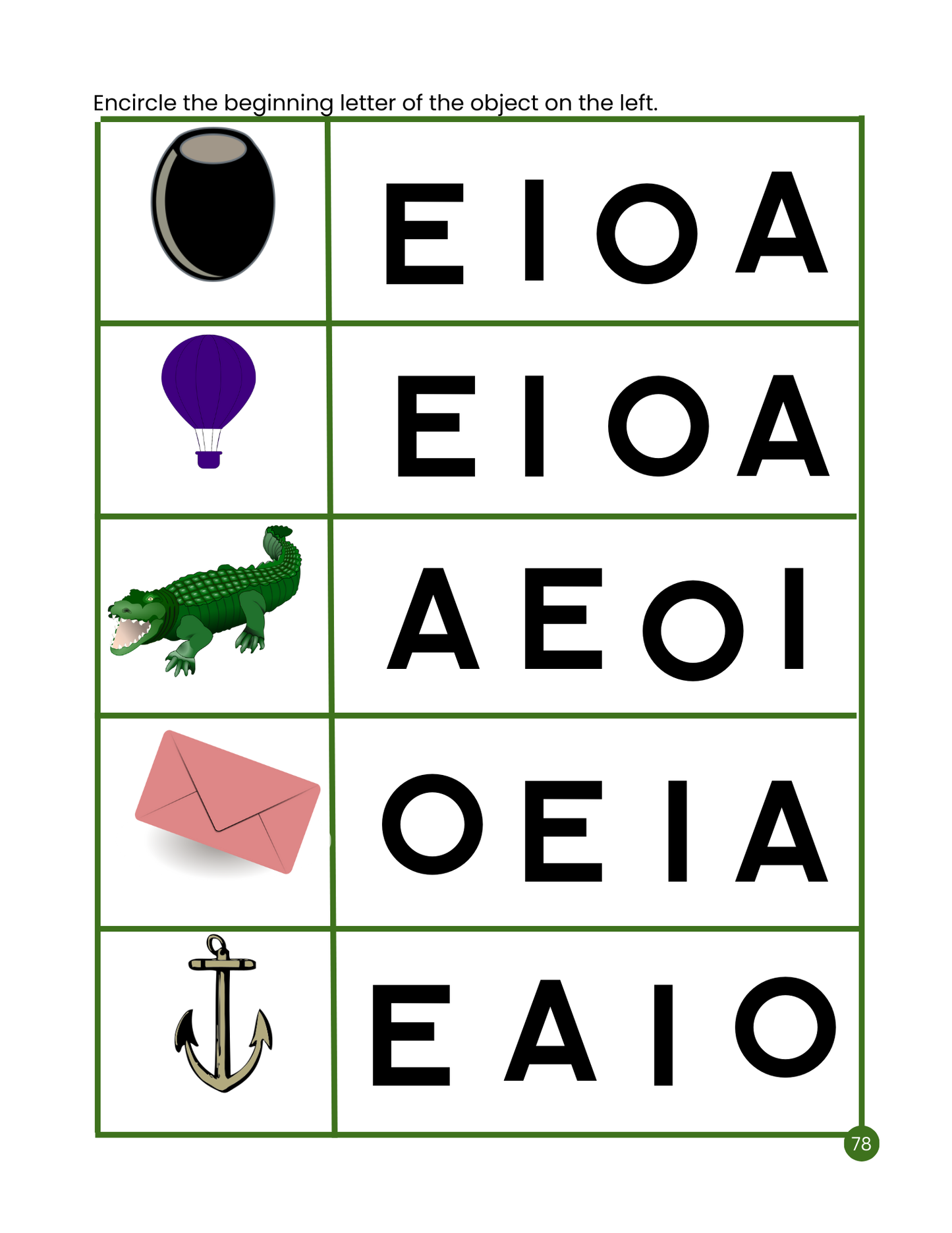 My First Vowels Workbook: Printable Phonics Activities for Kids / ESL Learning