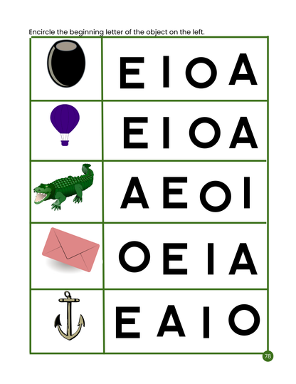 My First Vowels Workbook: Printable Phonics Activities for Kids / ESL Learning