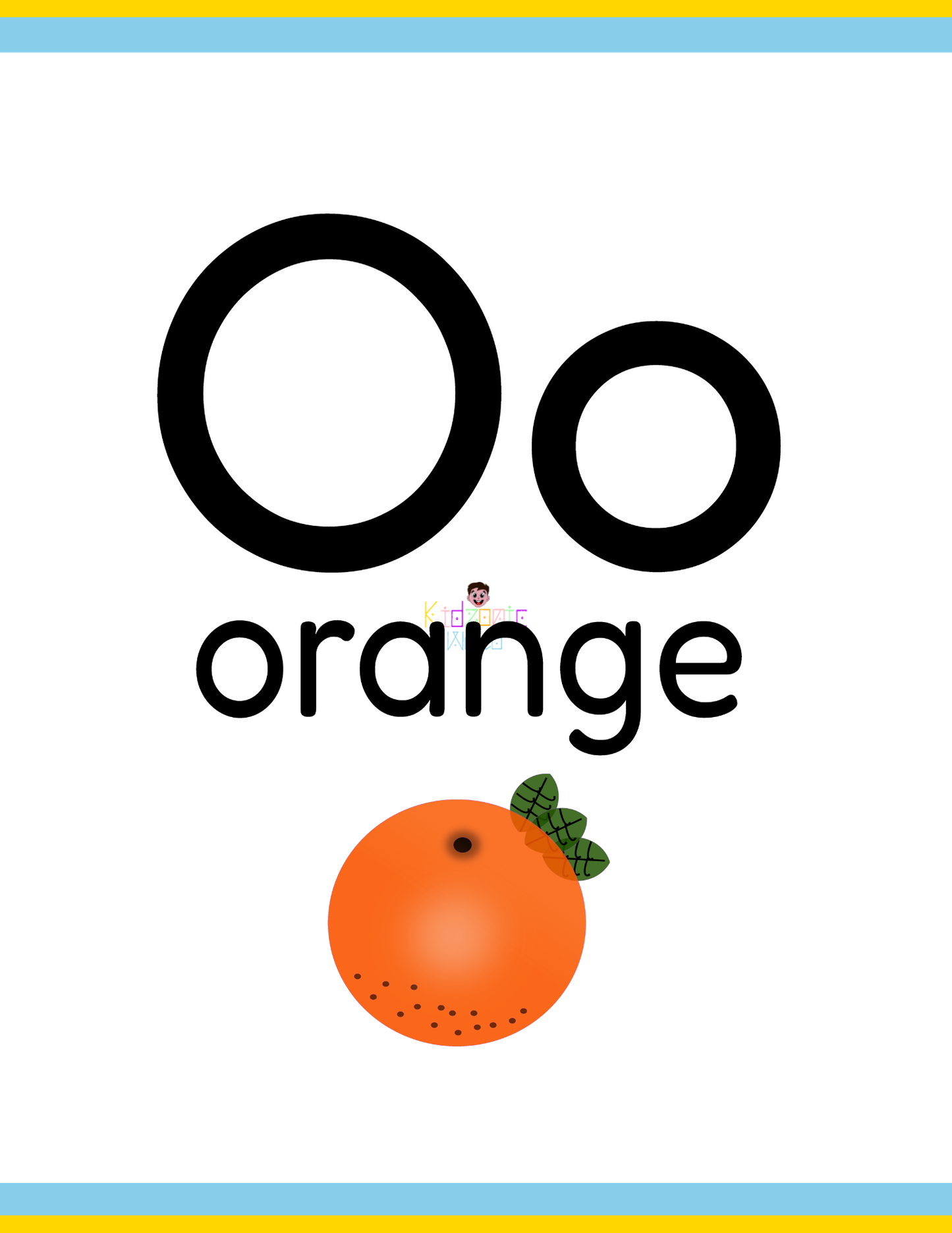 Kidzonic Fruit Alphabet Flashcards - 26 Printable Educational Cards for Early Learning