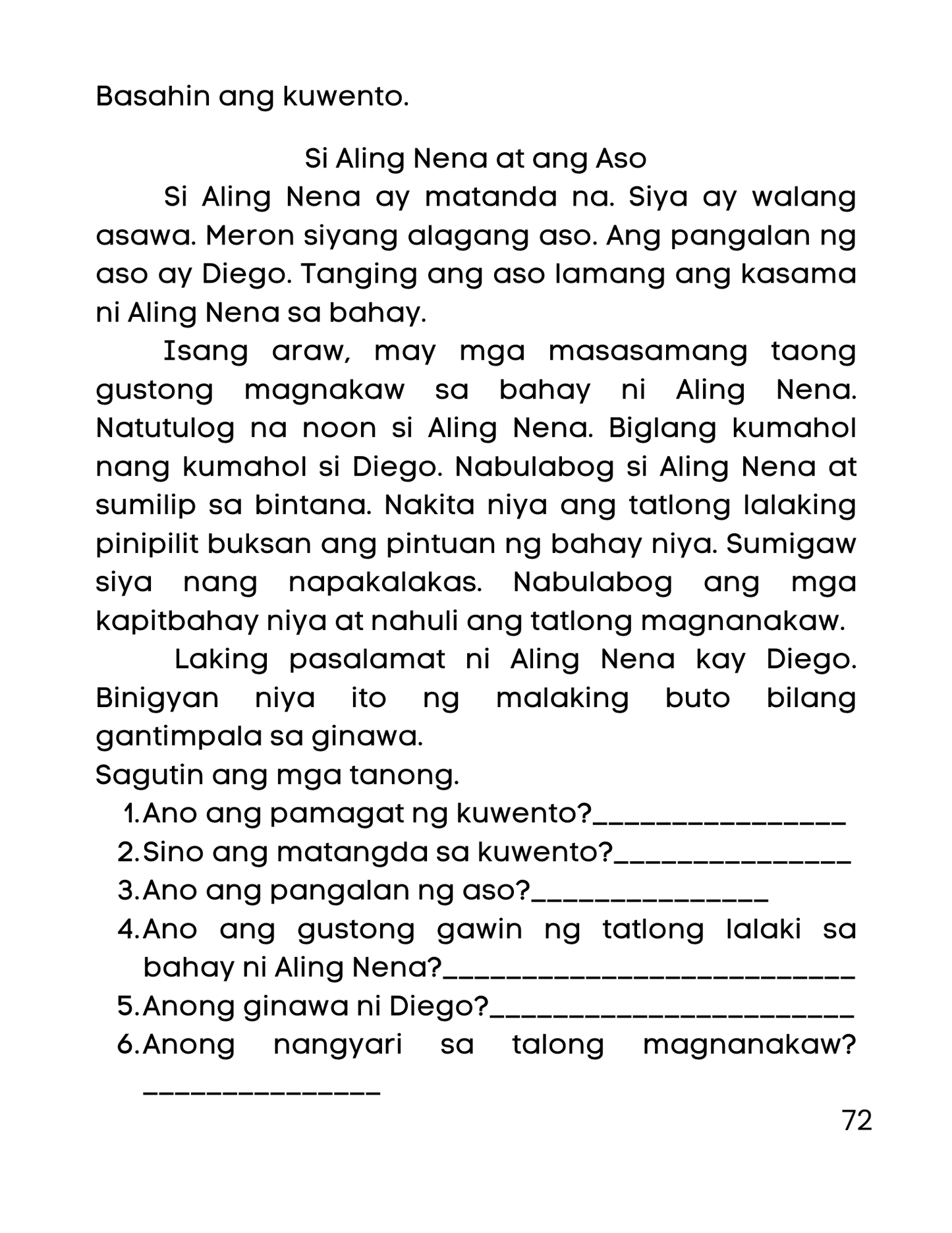 Unang Pagsanay sa Pagbasa: Gabay sy sa mga Nagsisimulang Magbasa