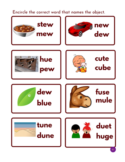 My First Long Vowel Sound Workbook: Printable Phonics Activities for kids / ESL &Beginner Leaners