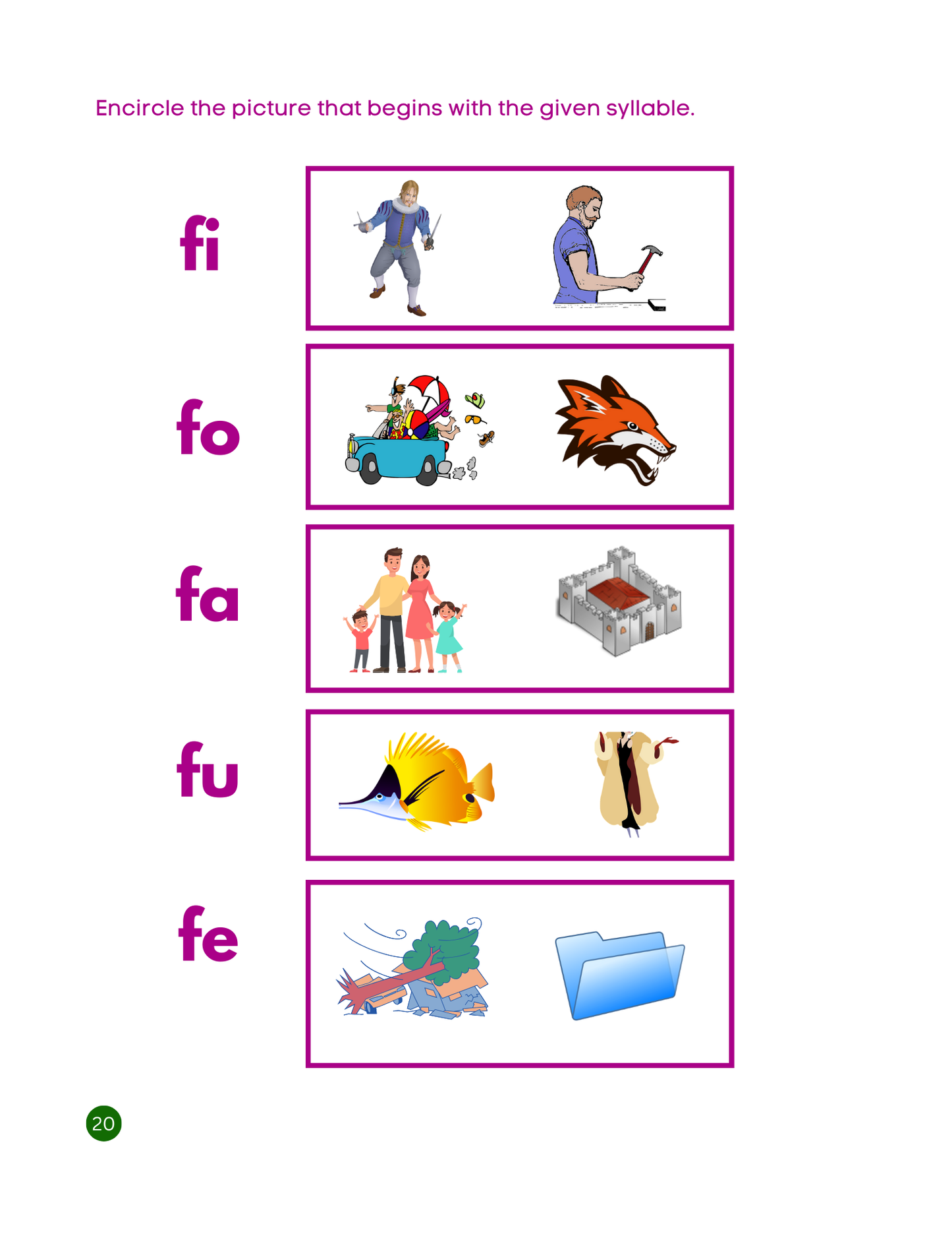My Fisrt Syllables Workbook: Printable Phonics Activities for Kids / ESL Learning