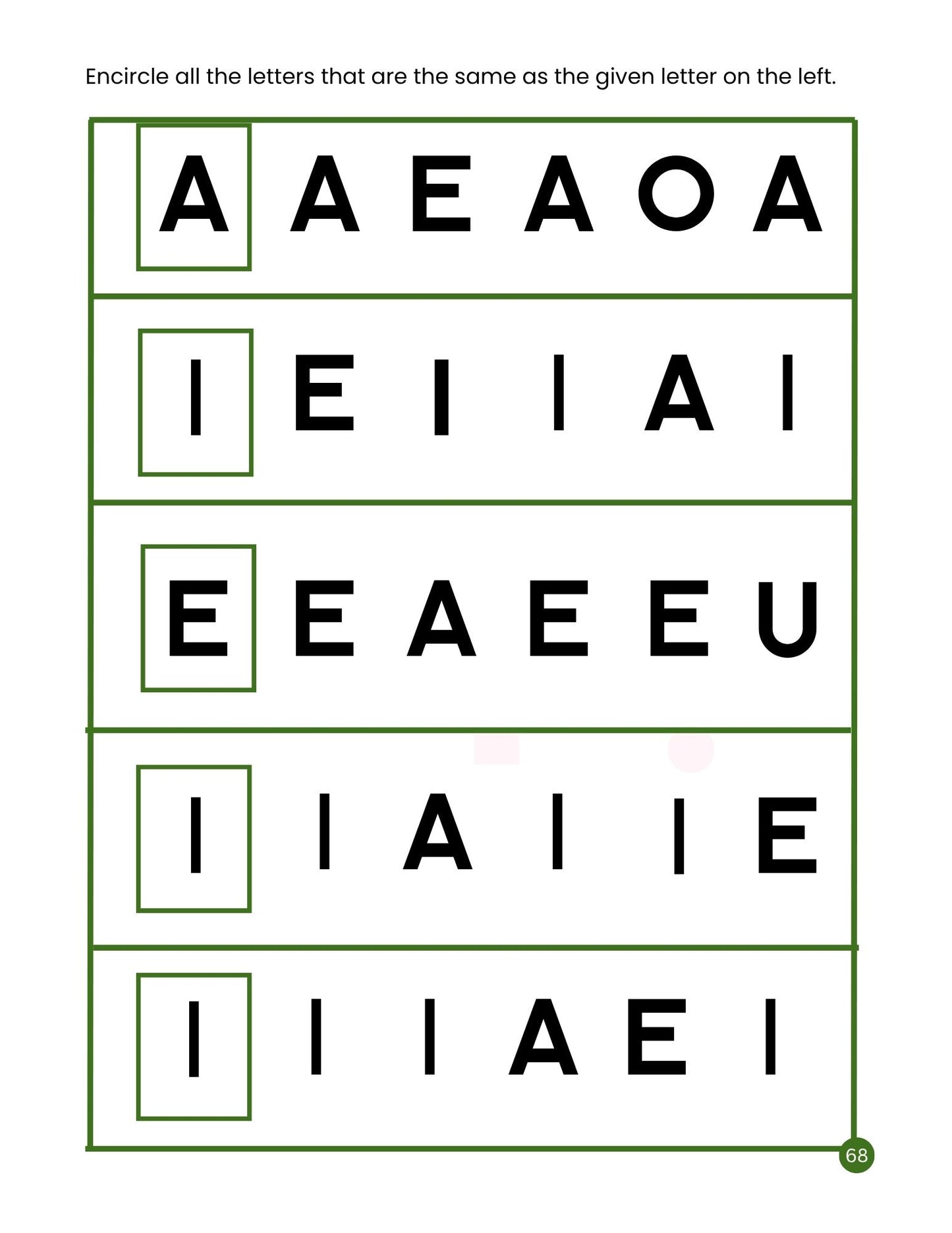 My First Vowels Workbook: Printable Phonics Activities for Kids / ESL Learning