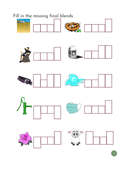 My First Initial and Final Blends Workbook: Printable Phonics for Kids / ESL & Beginning Readers