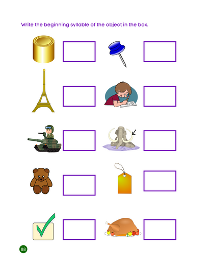 My Fisrt Syllables Workbook: Printable Phonics Activities for Kids / ESL Learning